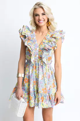 Floral London Double Vneck Dress