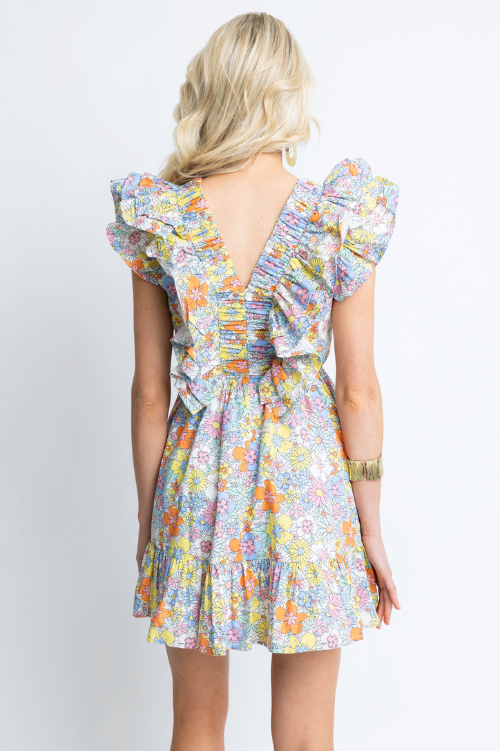 Floral London Double Vneck Dress