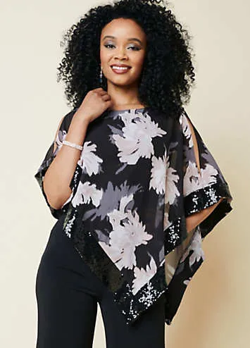 Floral Print Cape Top by Kaleidoscope | Look Again