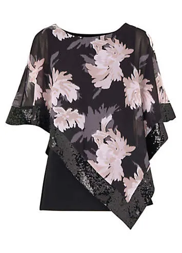 Floral Print Cape Top by Kaleidoscope | Look Again