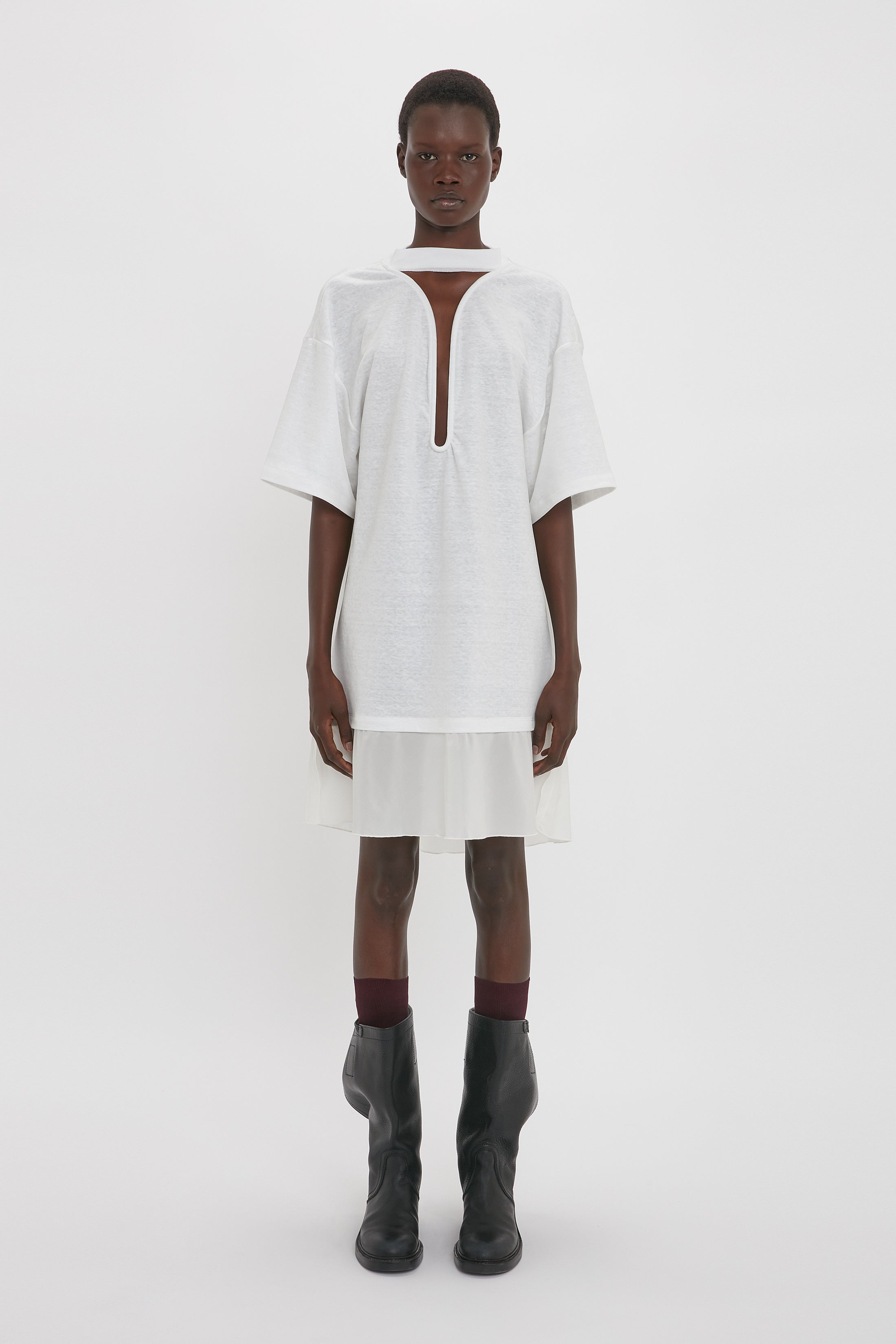 Frame Cut-Out T-Shirt Dress In White