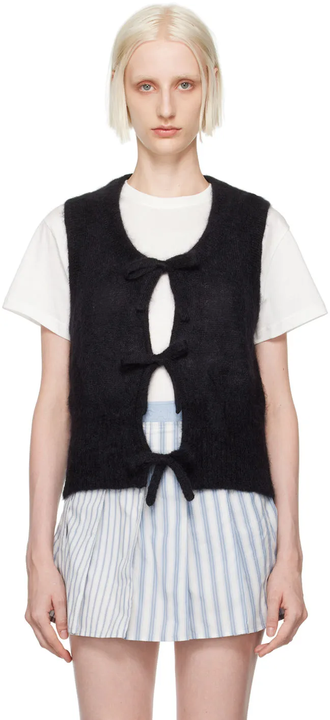 GANNI Black Tie String Vest