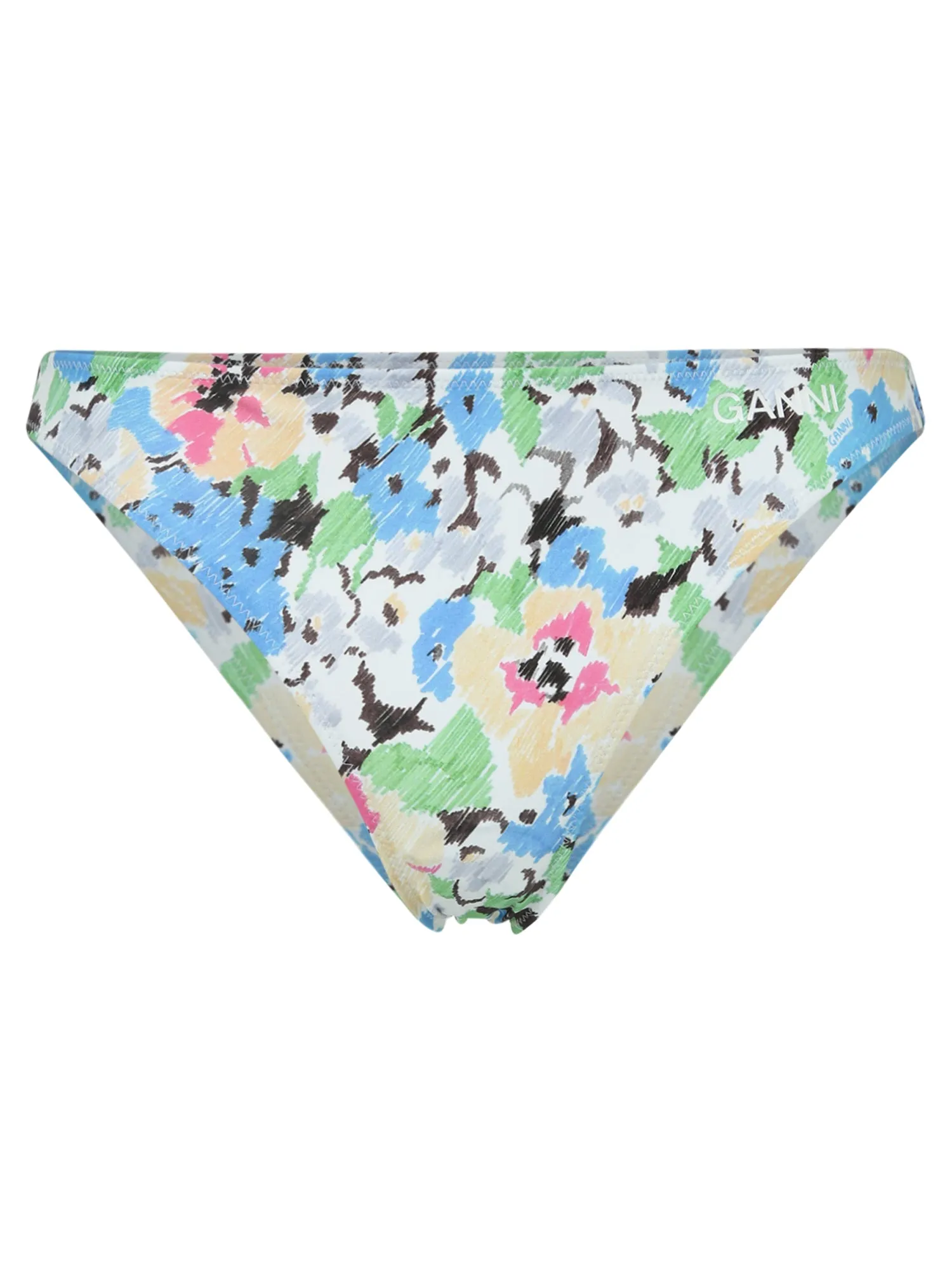 Ganni Floral Pattern Stretched Bikini Bottoms