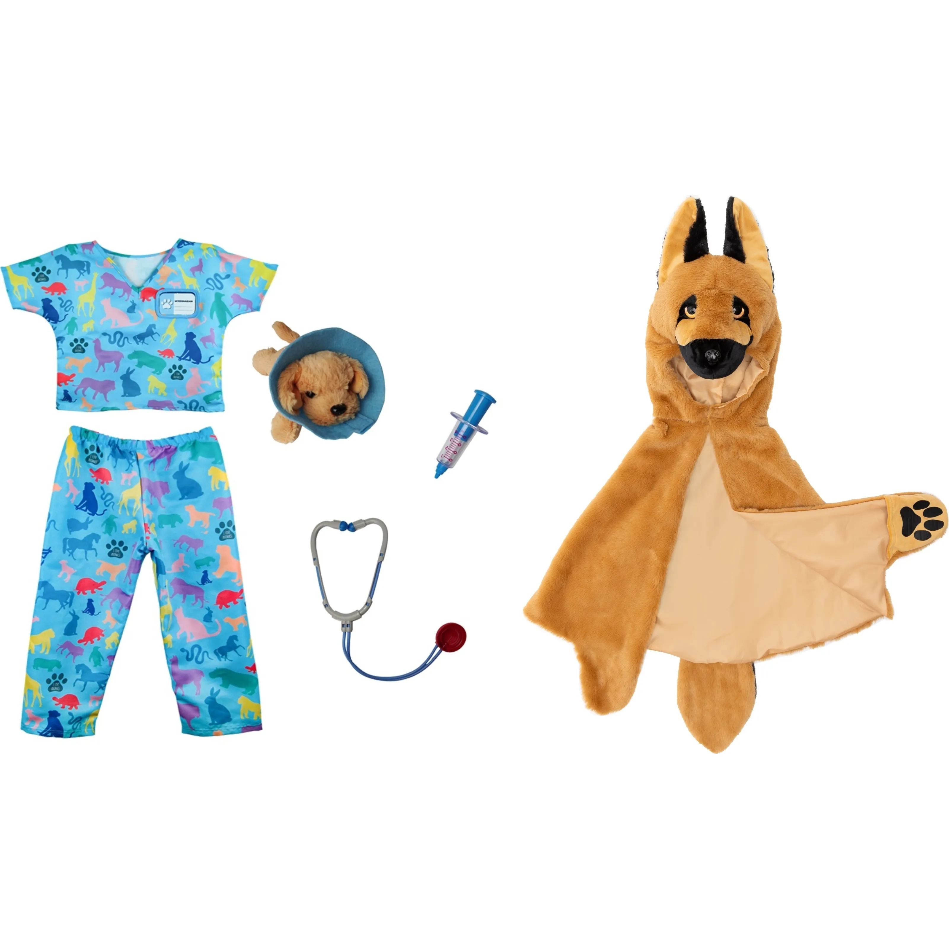 Great Pretenders Veterinarian and Dog Cape Dress up Bundle, 2pcs, Size 4-6