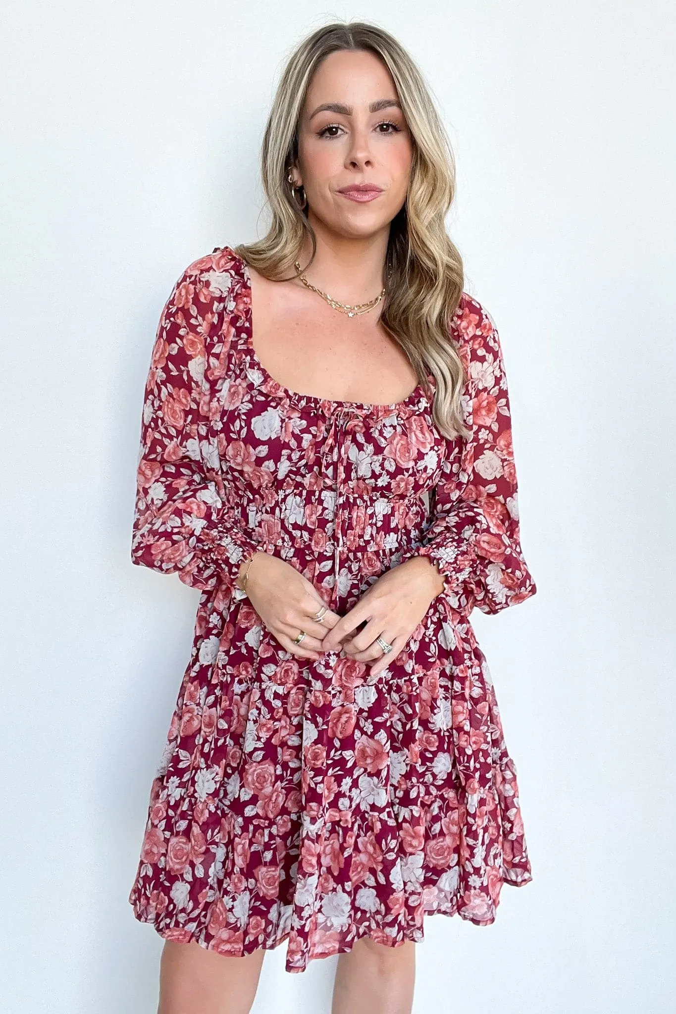 Grettina Floral Square Neck Dress - FINAL SALE