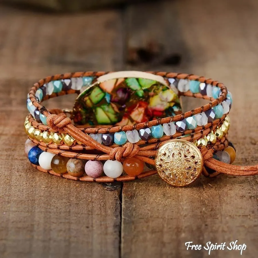 Handmade Color Splash Jasper Wrap Bracelet