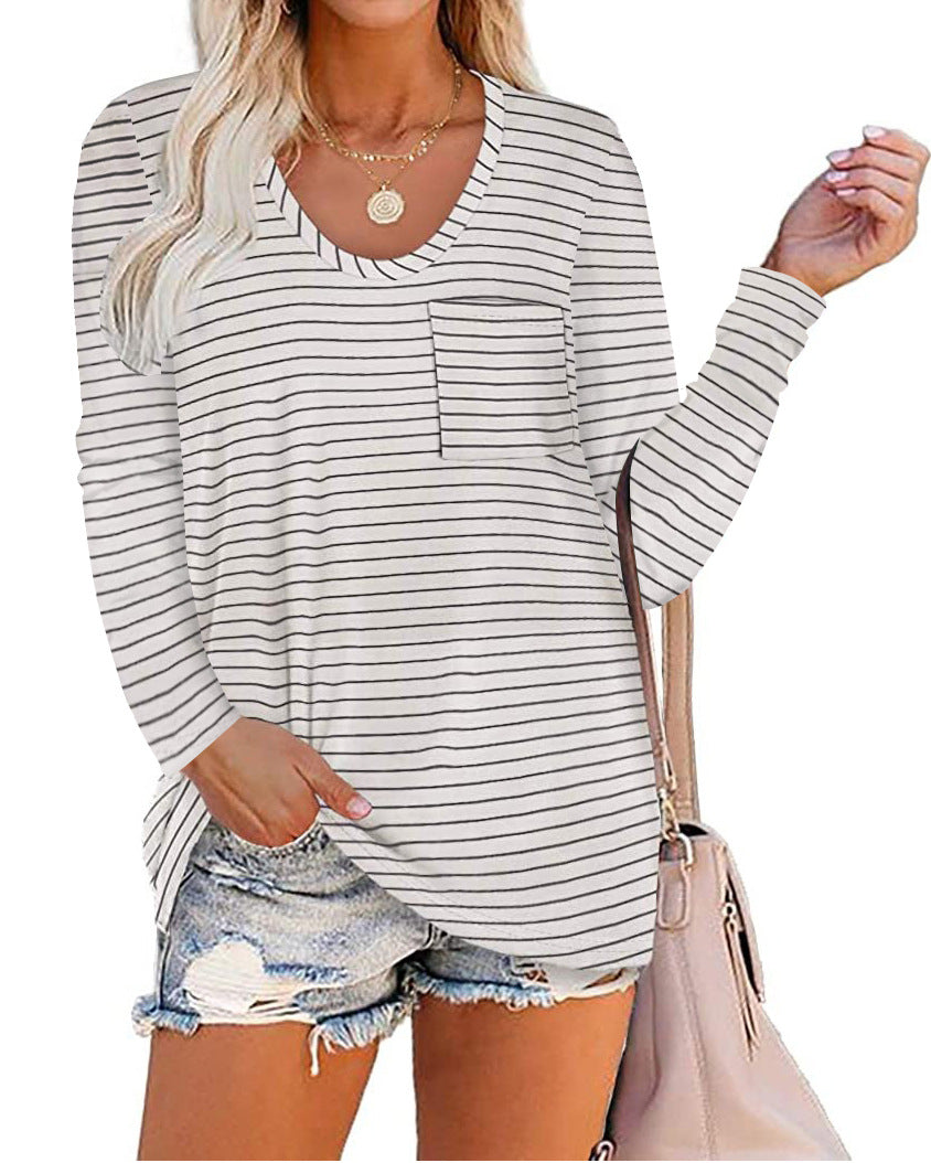 Haute Edition Long Sleeve Heather Pocket Scoop Neck Long Sleeve Pocket Tunic Top