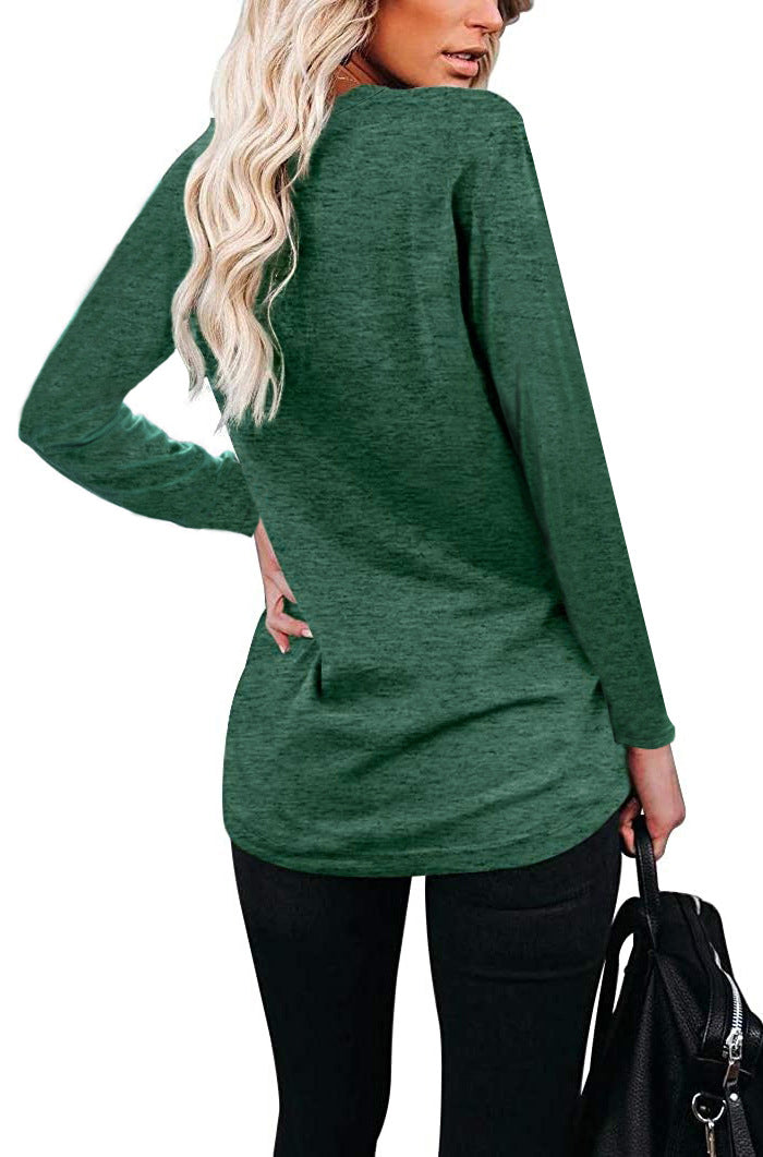 Haute Edition Long Sleeve Heather Pocket Scoop Neck Long Sleeve Pocket Tunic Top