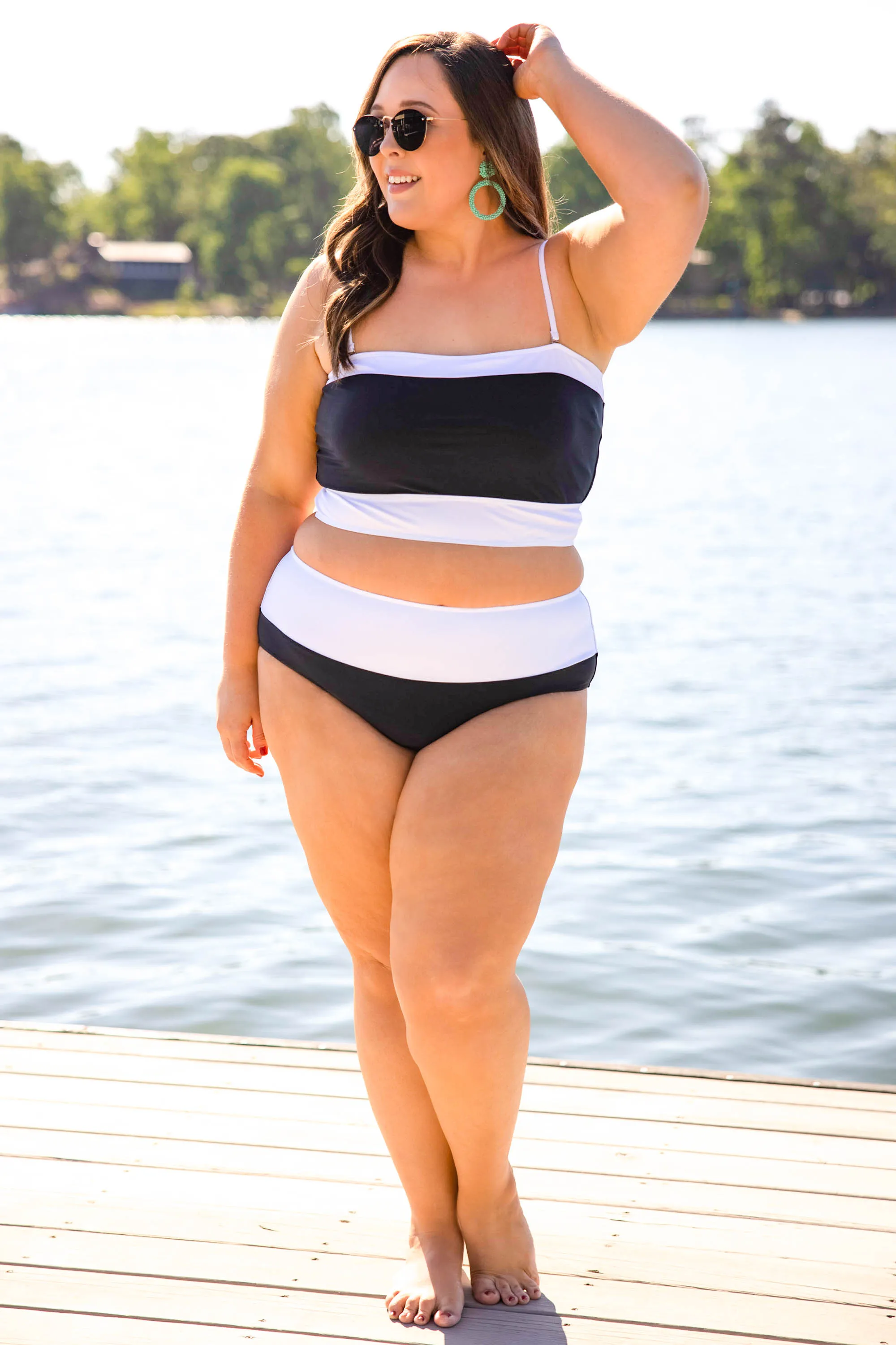 Hidden Islands Swim Bottoms, Black-White