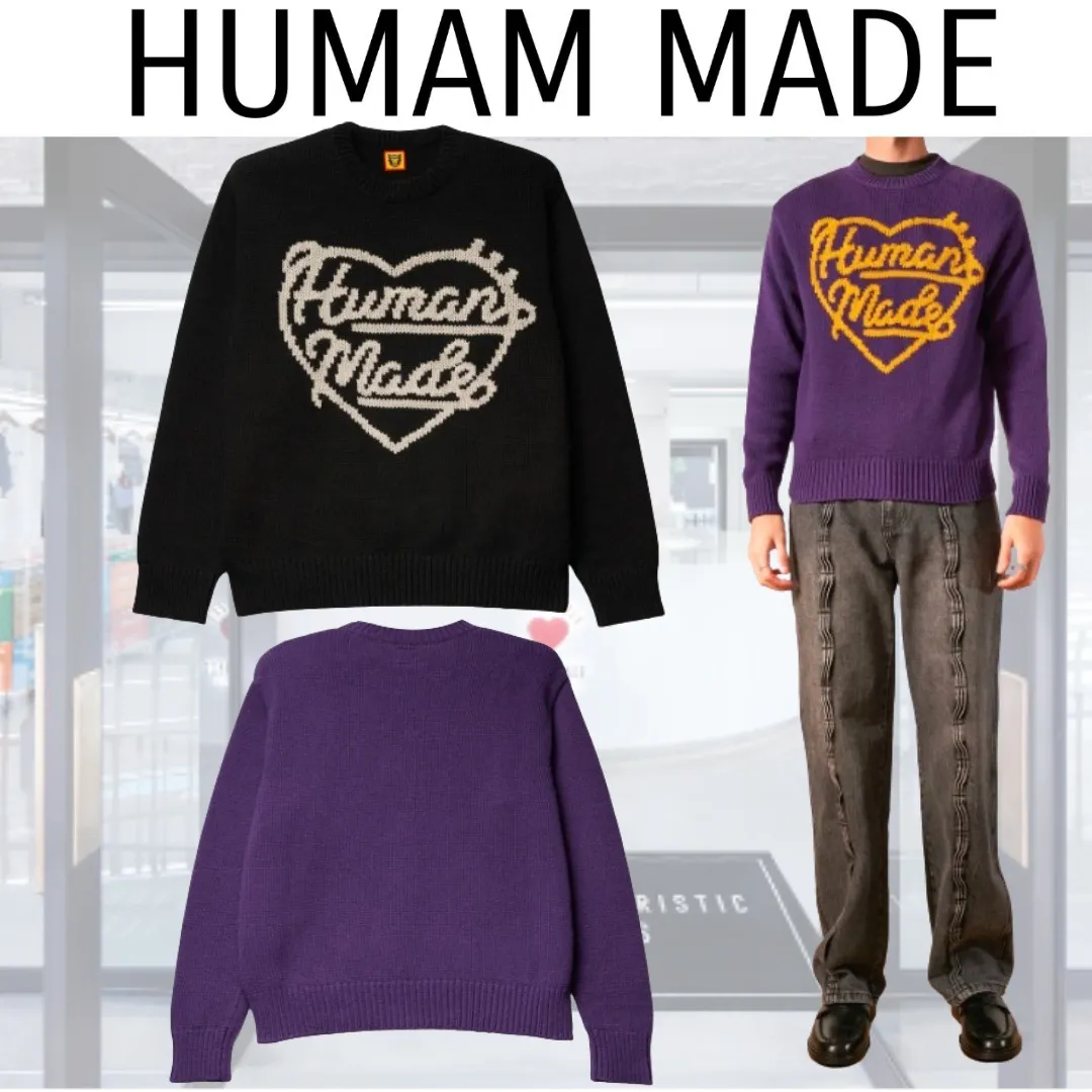 HUMAN MADE  |Crew Neck Heart Unisex Wool Blended Fabrics Street Style