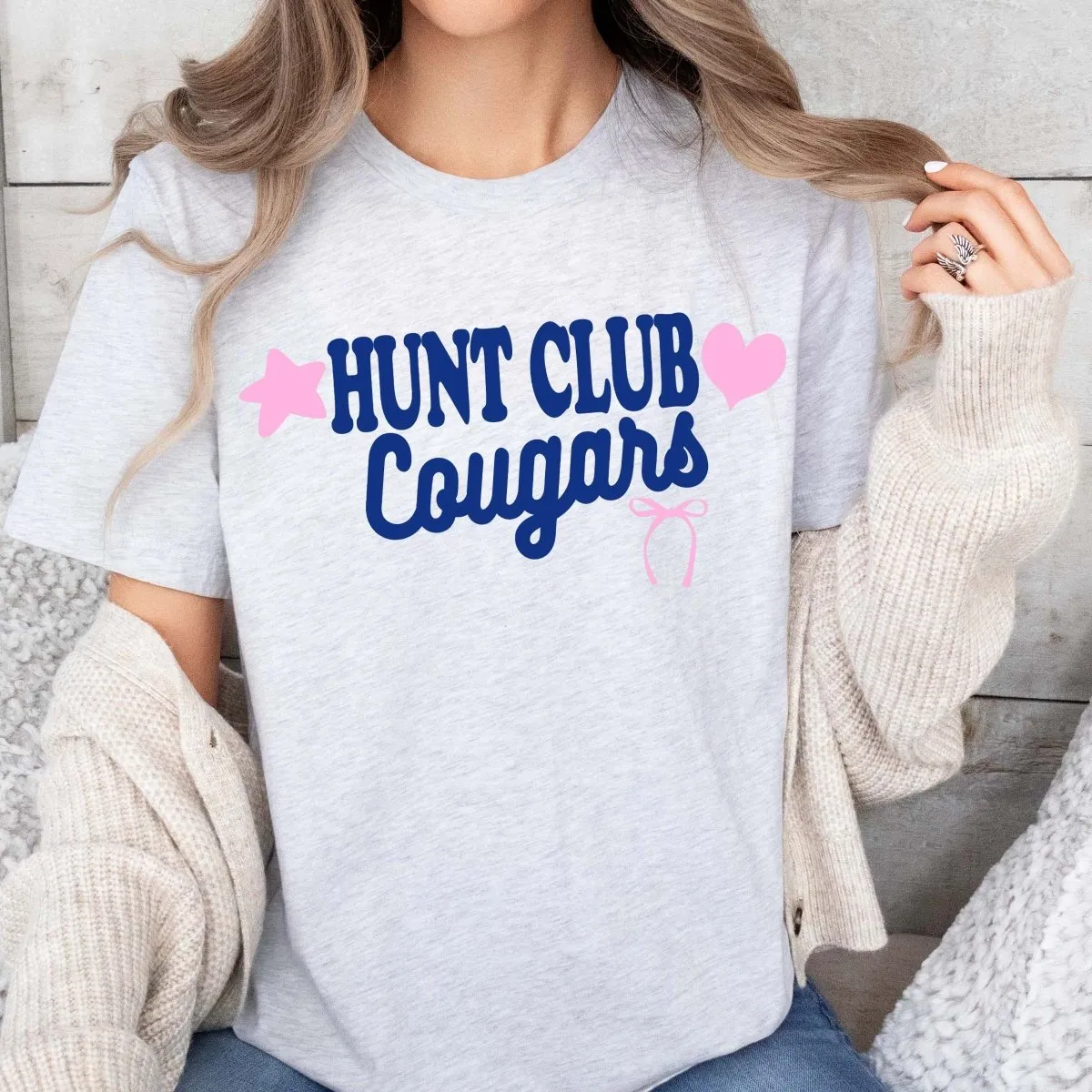 Hunt Club Cougars Star Heart & Bow Short & Long Sleeve - Hunt Club Elementary