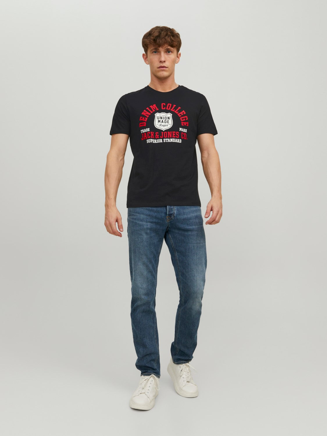 Jack & Jones Mens Printed 'JJELOGO Tee' Crew Neck T-Shirt