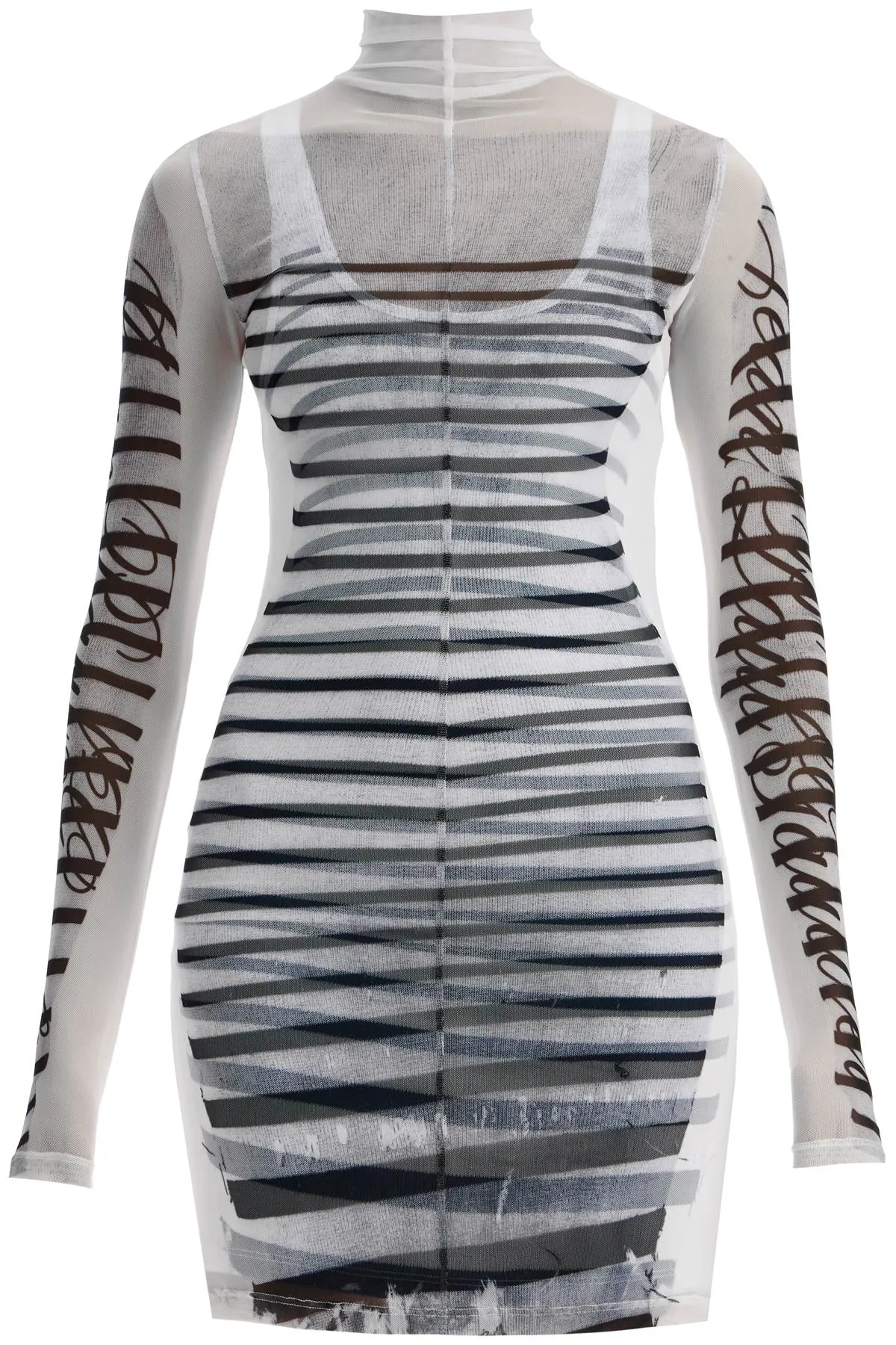 Jean Paul Gaultier Double Layer Mini Dress With Marinière Print   White