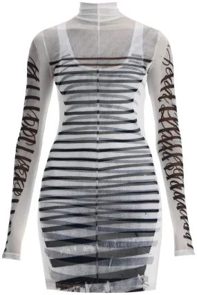 Jean Paul Gaultier Double Layer Mini Dress With Marinière Print   White