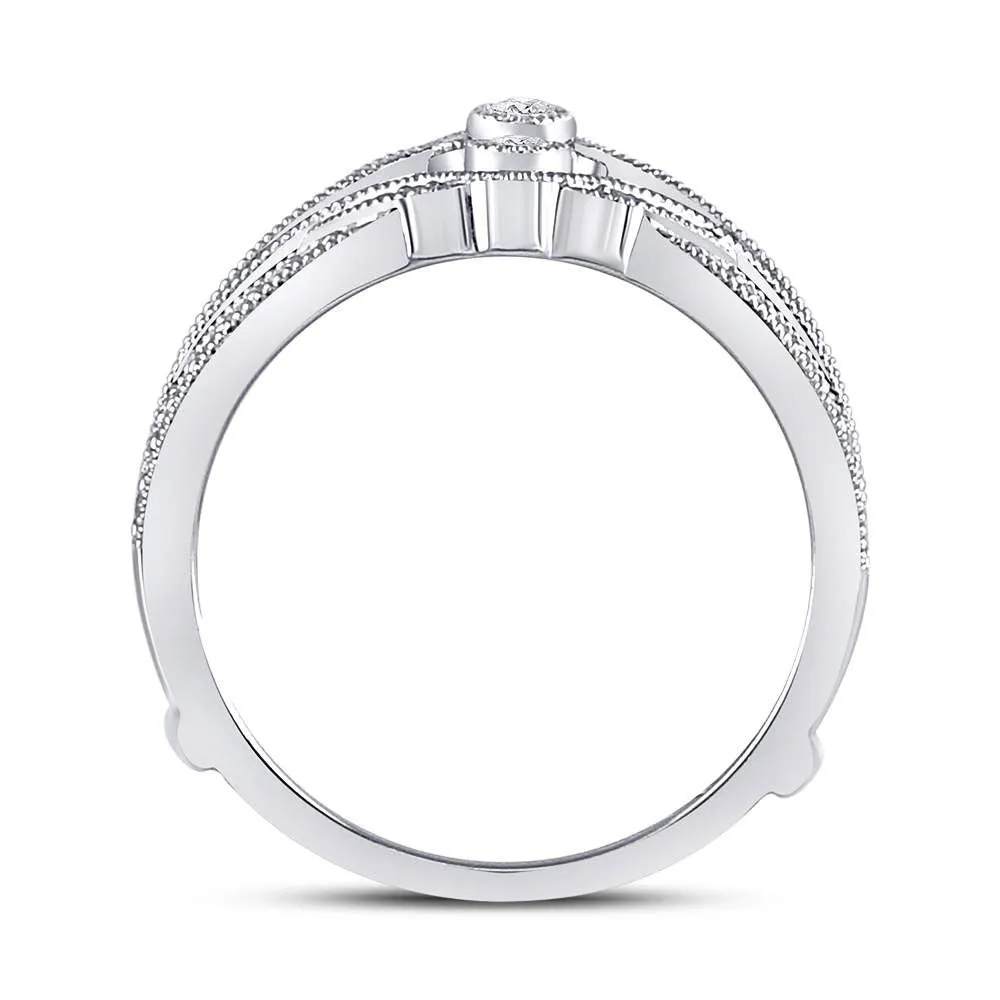 Keene Jewelers 14kt White Gold Womens Round Diamond Wrap Ring Guard Enhancer 1/3 Cttw