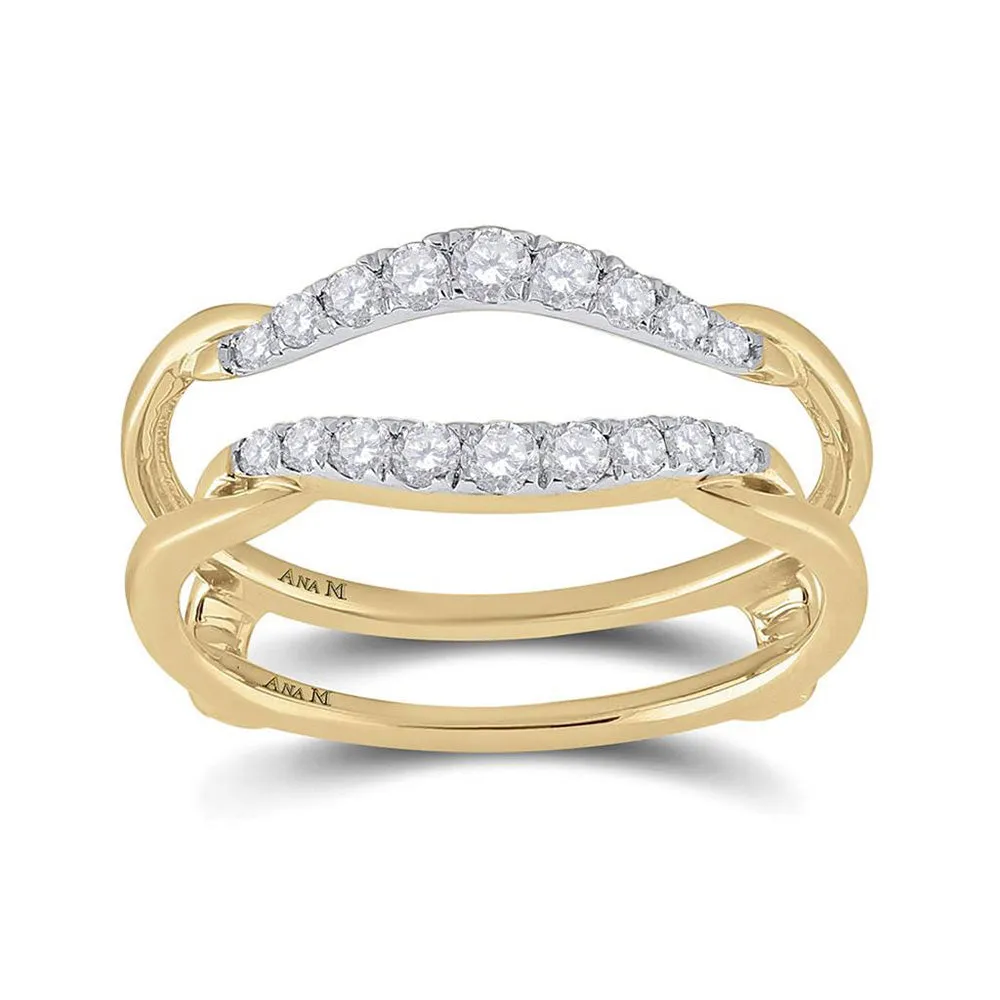 Keene Jewelers 14kt Yellow Gold Womens Round Diamond Wedding Wrap Ring Guard Enhancer 1/3 Cttw