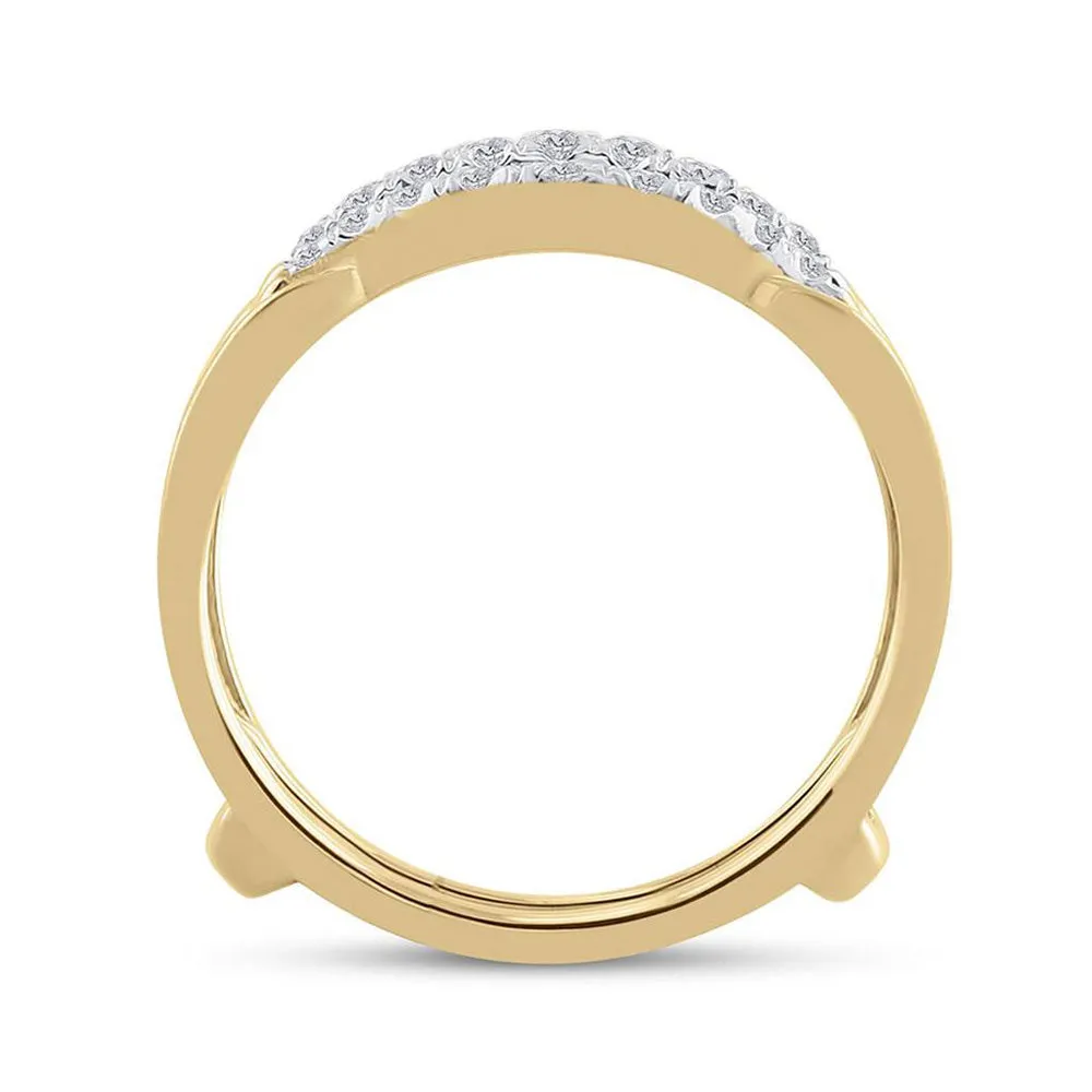 Keene Jewelers 14kt Yellow Gold Womens Round Diamond Wedding Wrap Ring Guard Enhancer 1/3 Cttw