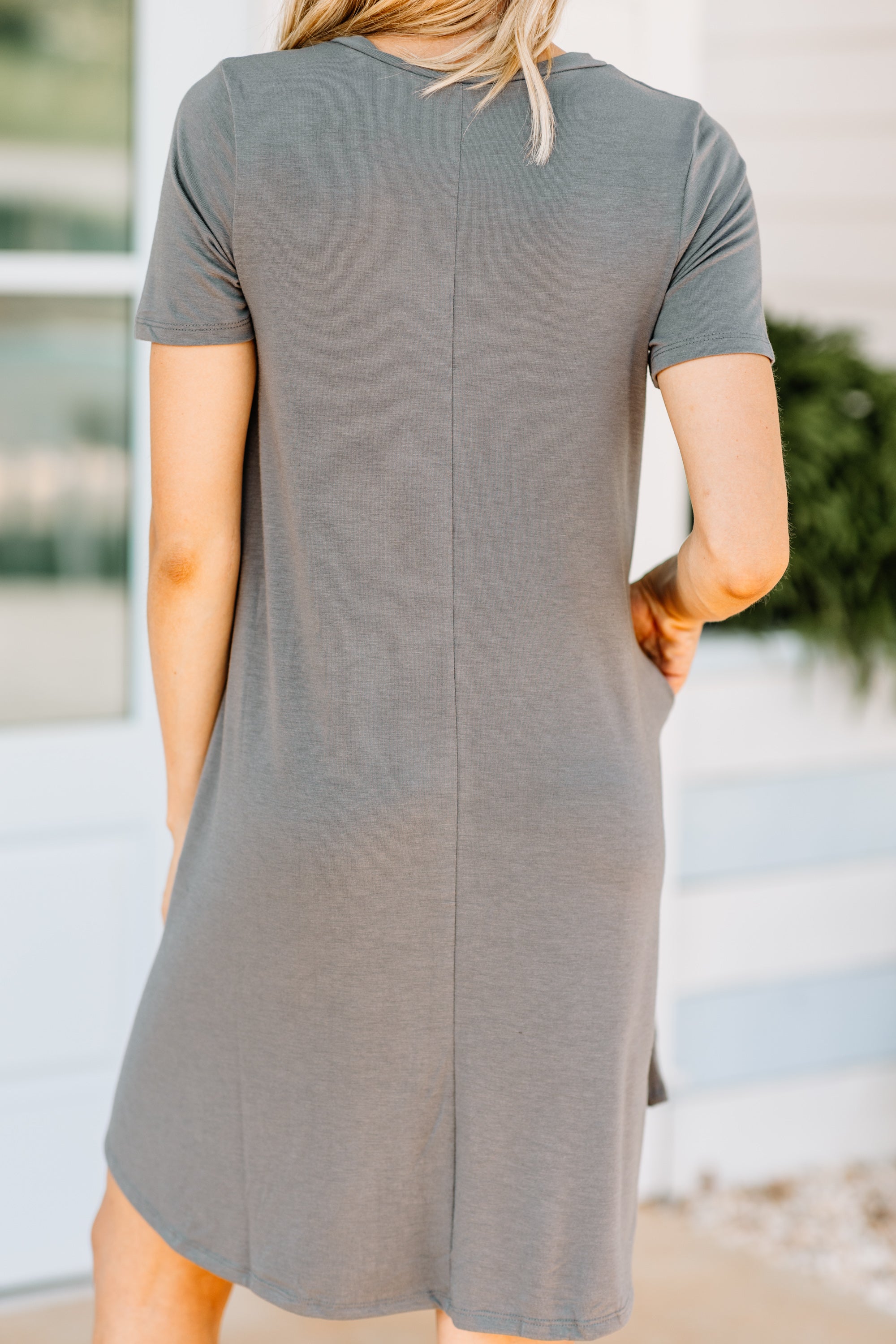 Lean On Me Mid Gray T-shirt Dress