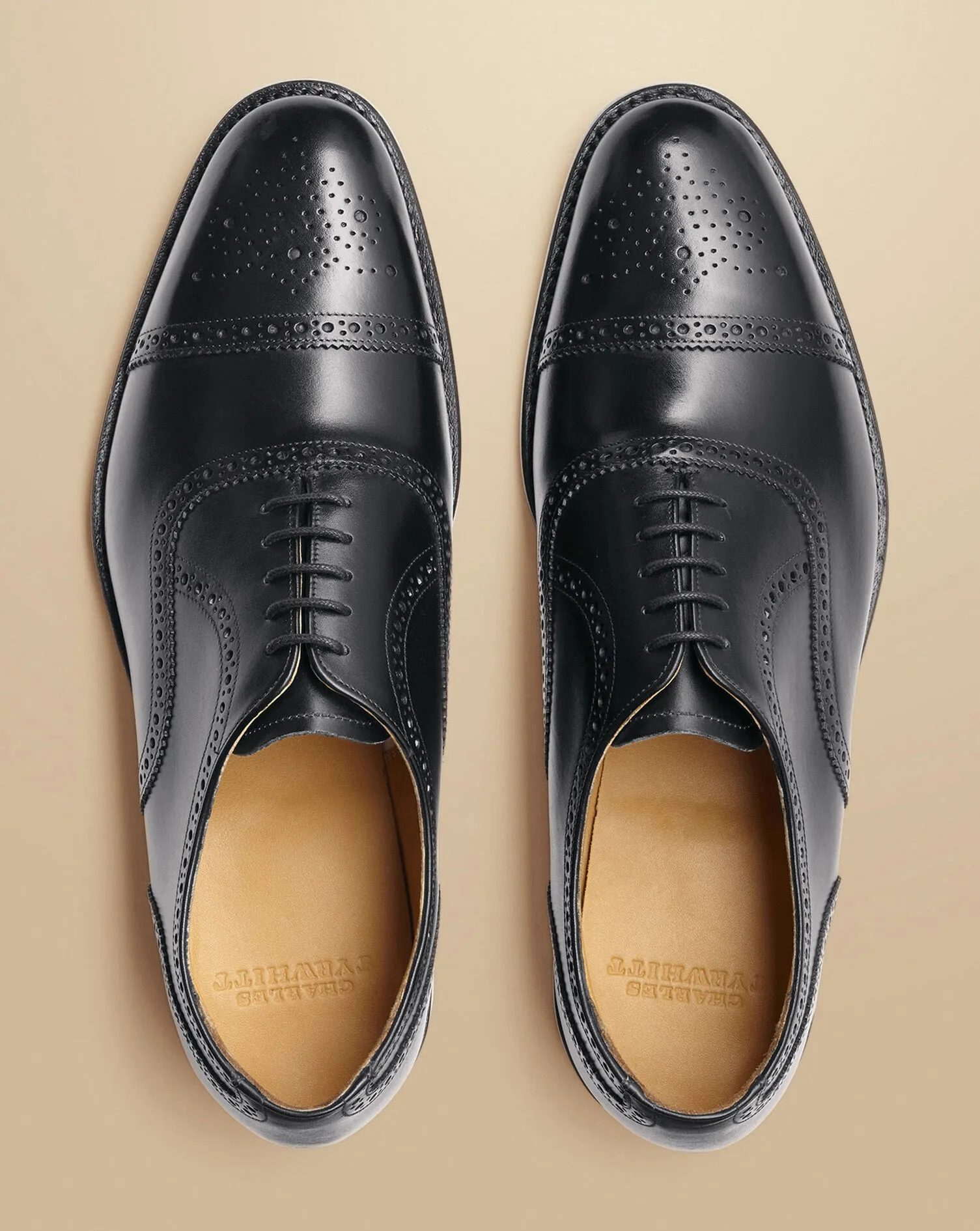 Leather Oxford Brogue Shoes - Black