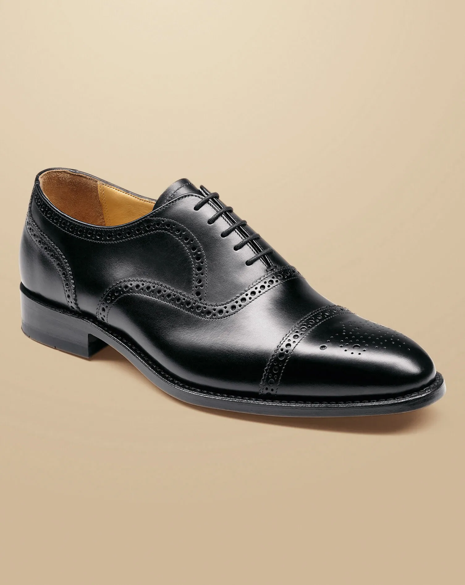 Leather Oxford Brogue Shoes - Black