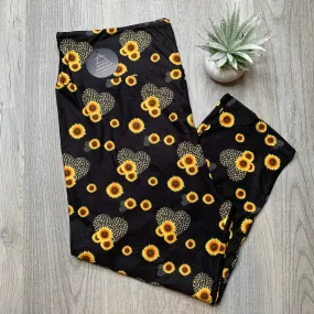 Leopard Hearts & Sunflowers Capri Soft Leggings