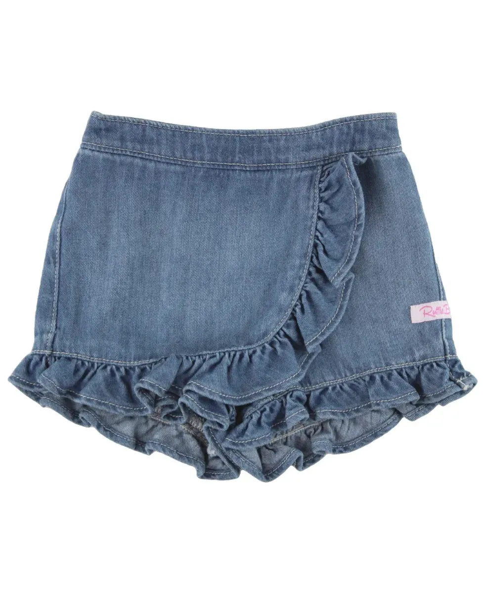 Light Wash Denim Ruffled Skort