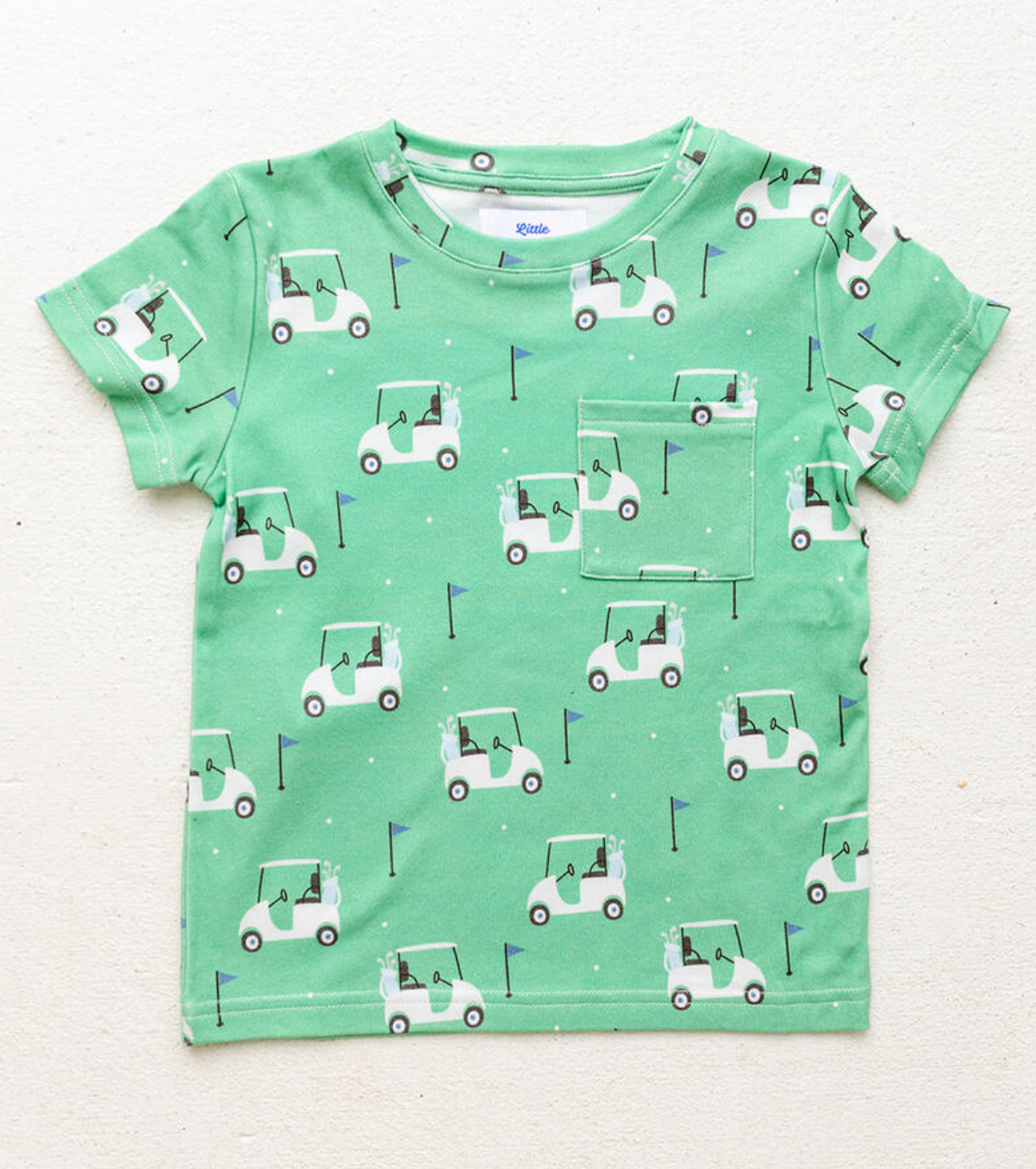 Little Paper Boat - Golf Print Short Sleeve Pocket Tee