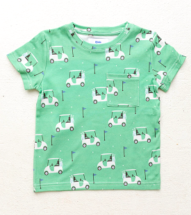 Little Paper Boat - Golf Print Short Sleeve Pocket Tee