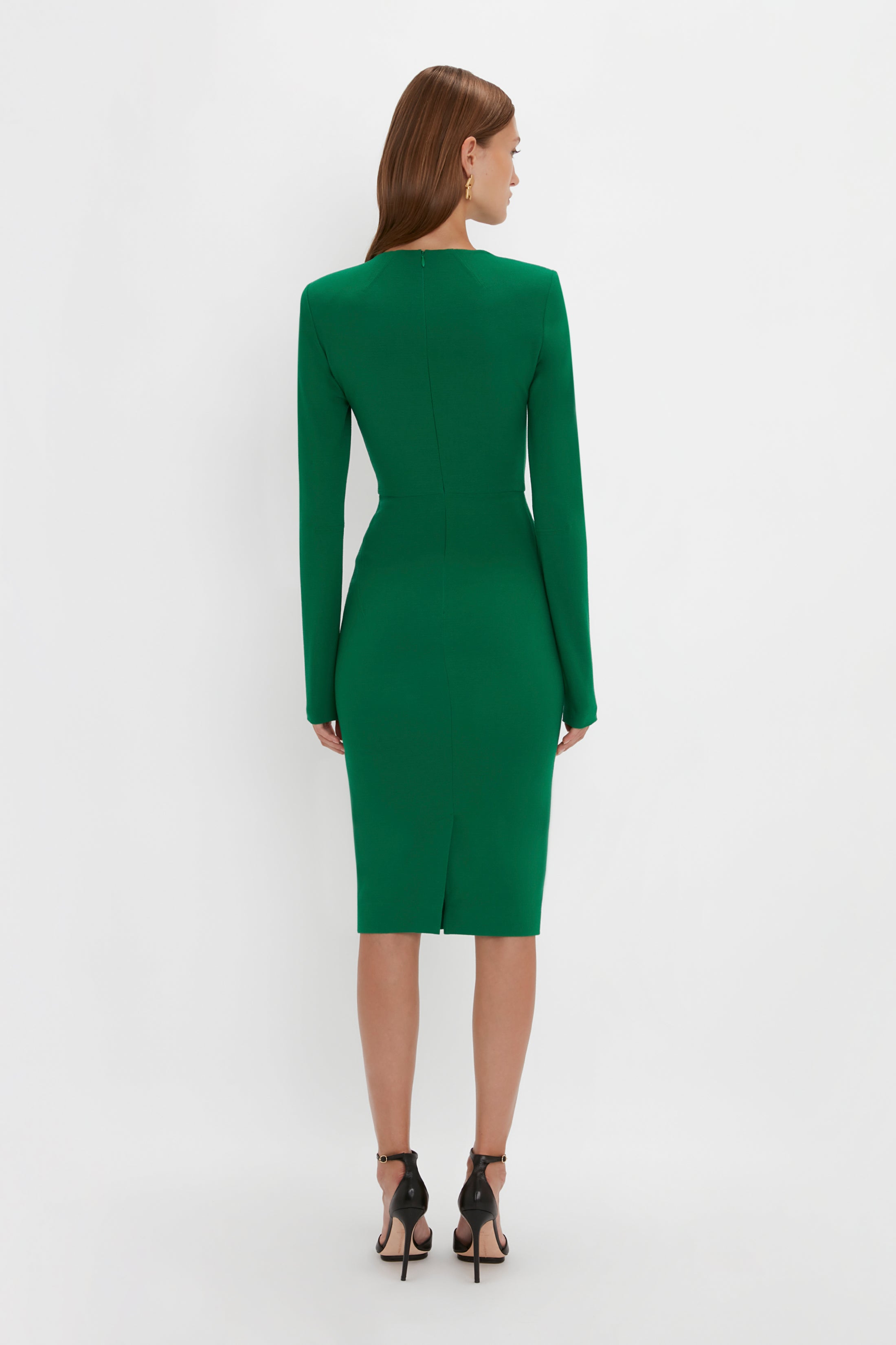 Long Sleeve T-Shirt Fitted Dress in Emerald