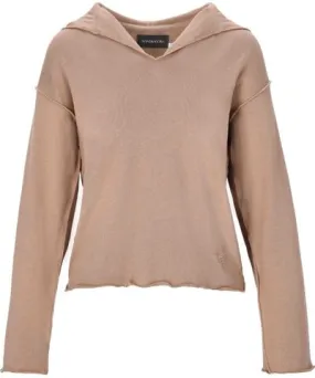 Mandragora Women's Brown / Neutrals Cappuccino Comfy Hooded Cotton Sweatshirt