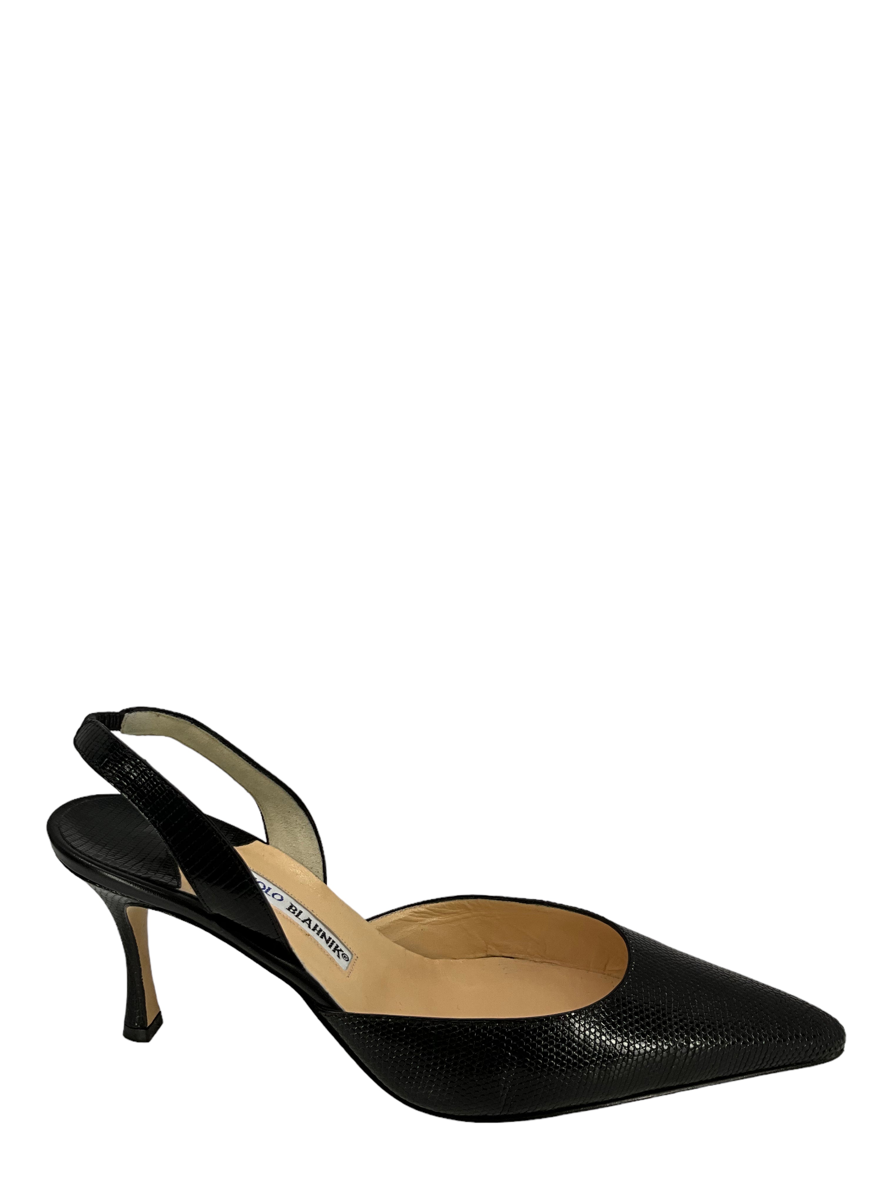 Manolo Bhlanik Lizard Slingback Pumps