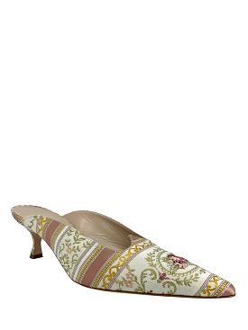 Manolo Blahnik Floral Embroidered Mules Size 11