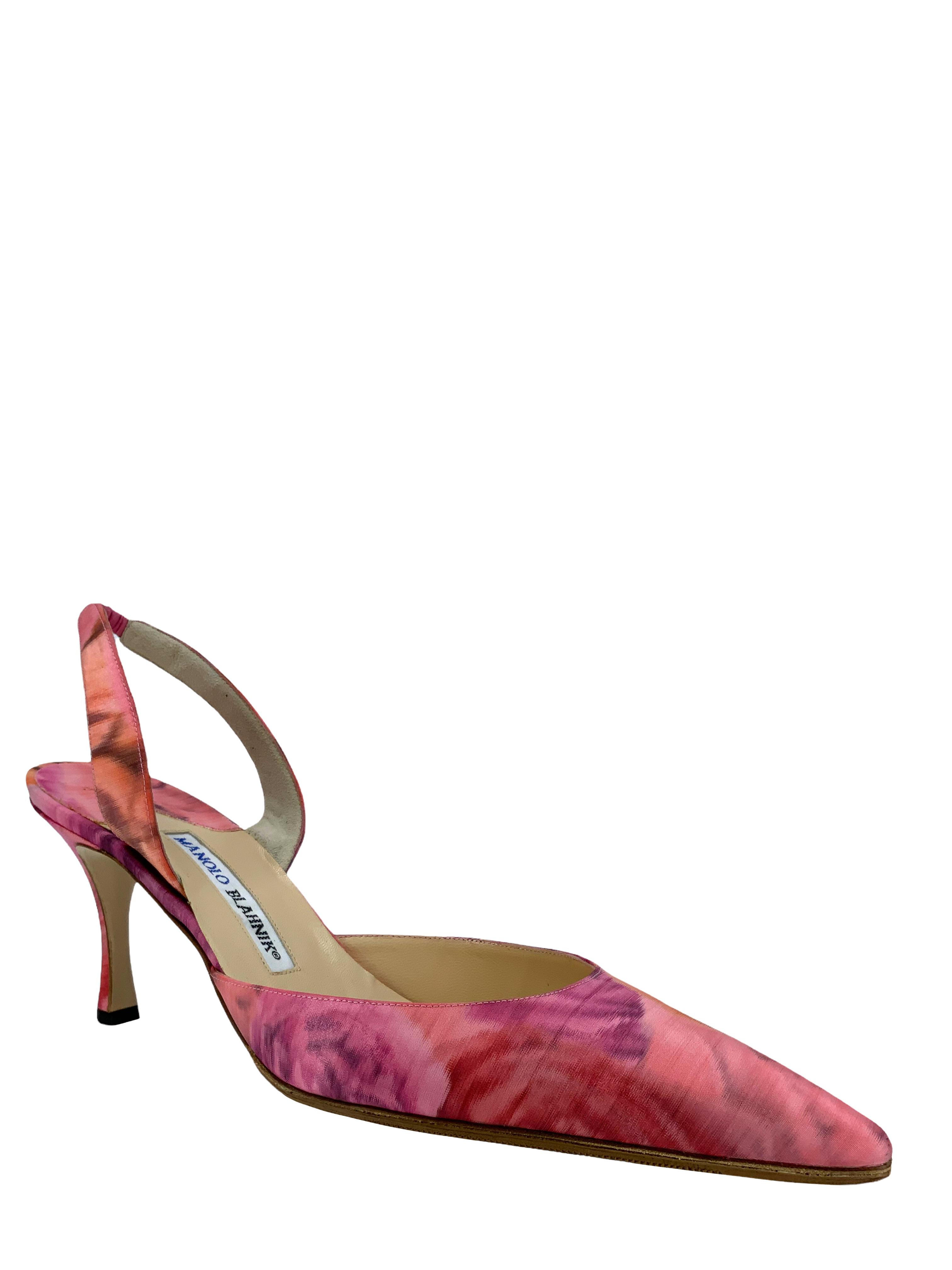 Manolo Blahnik Satin Carolyne Slingback Pumps Size 10.5