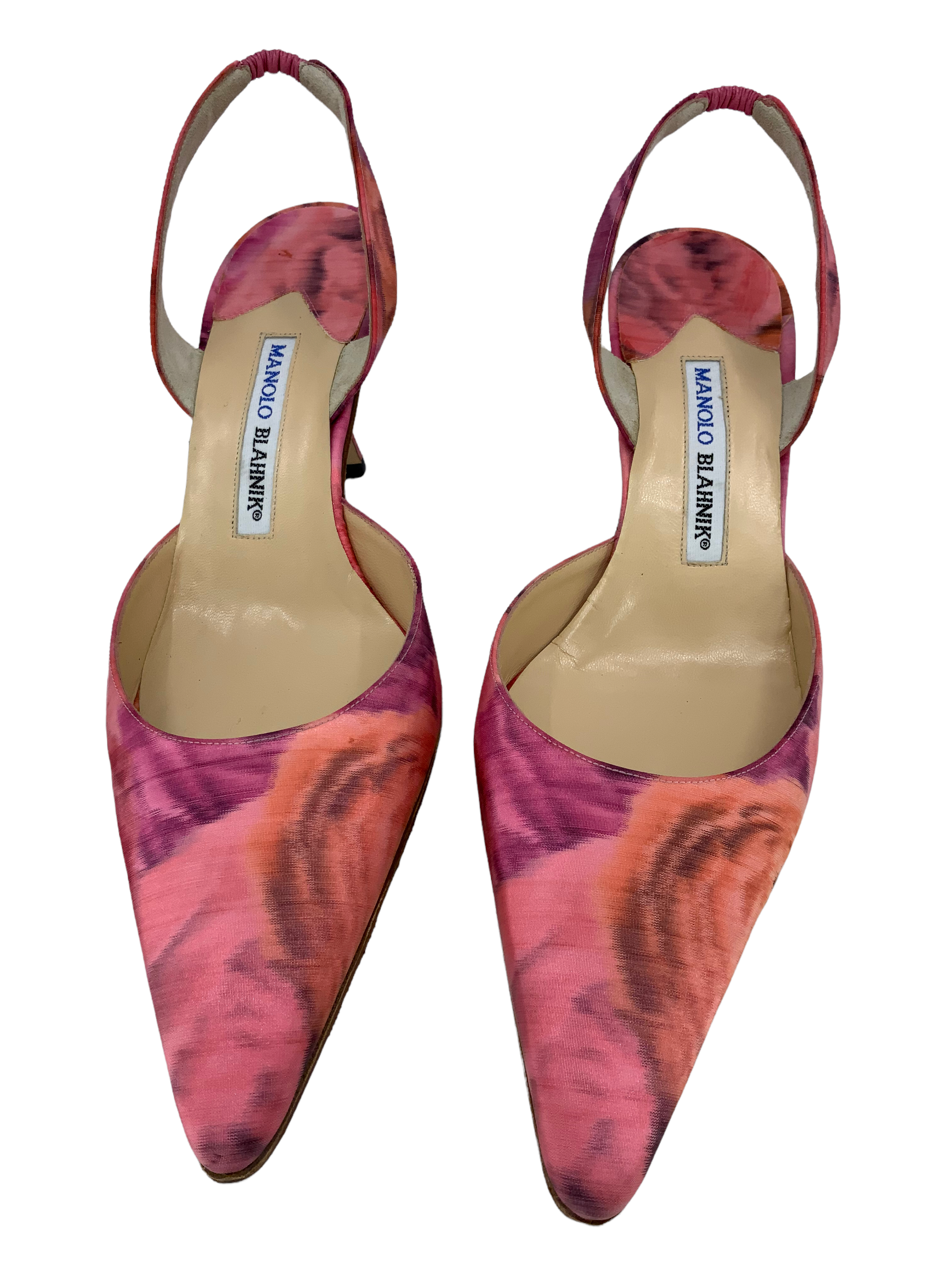 Manolo Blahnik Satin Carolyne Slingback Pumps Size 10.5