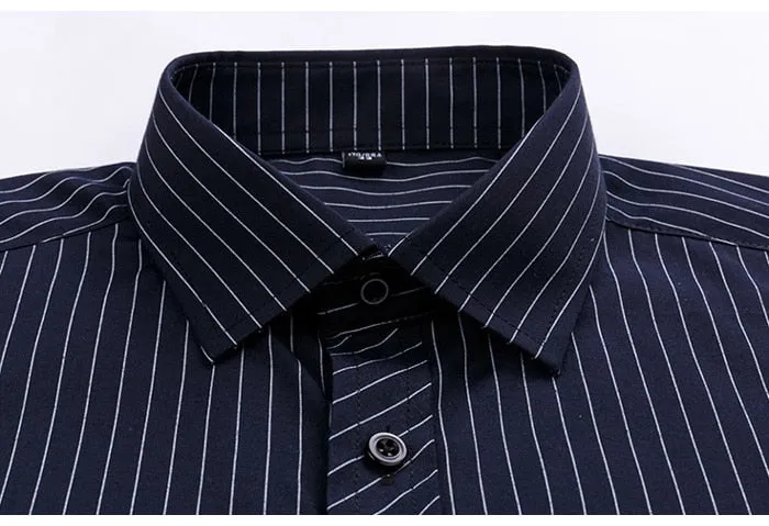 Men's Classic Standard-fit Striped Single Patch Pocket Long Sleeve Shirt