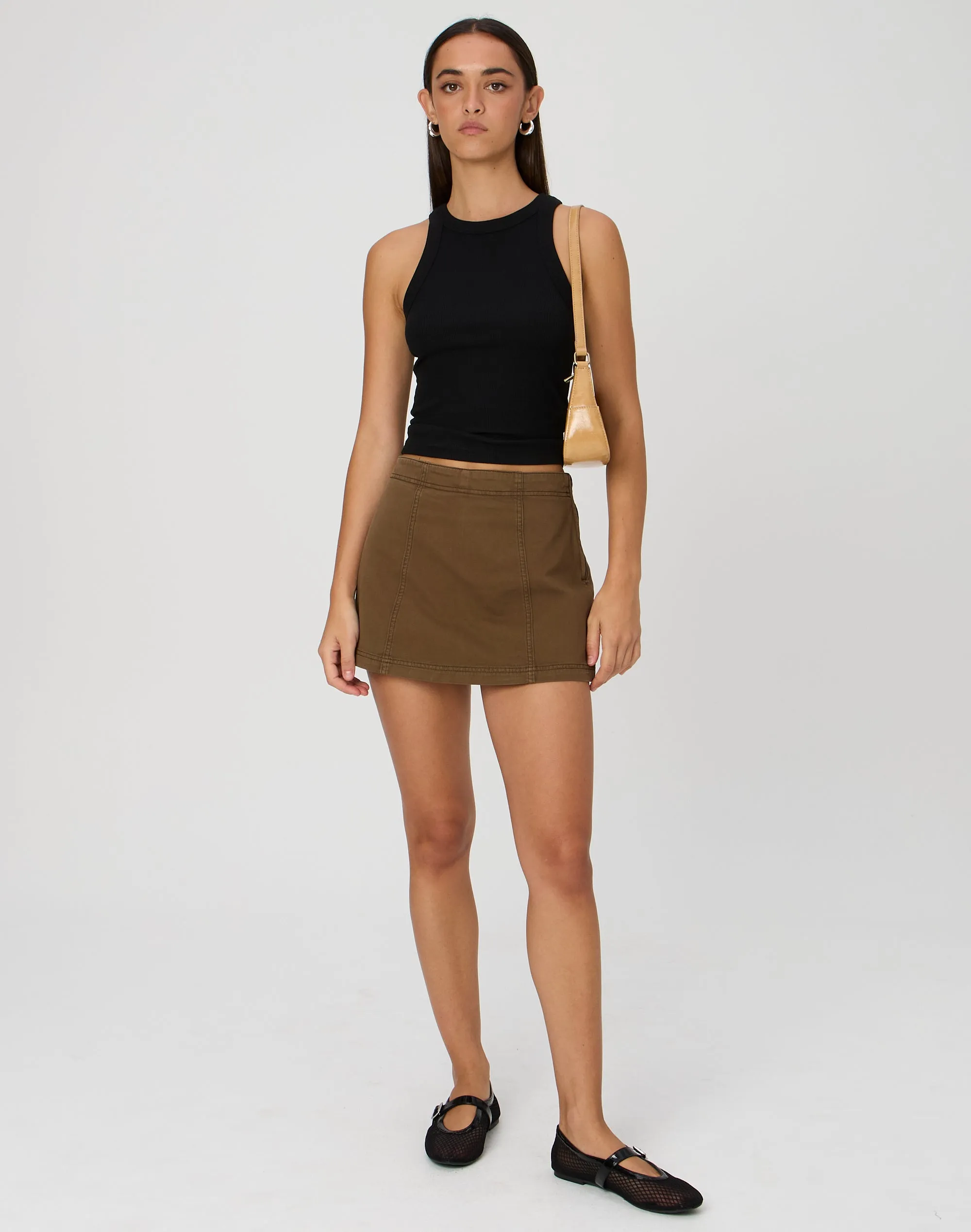 Mini Cotton Skort in Martini Olive | Glassons