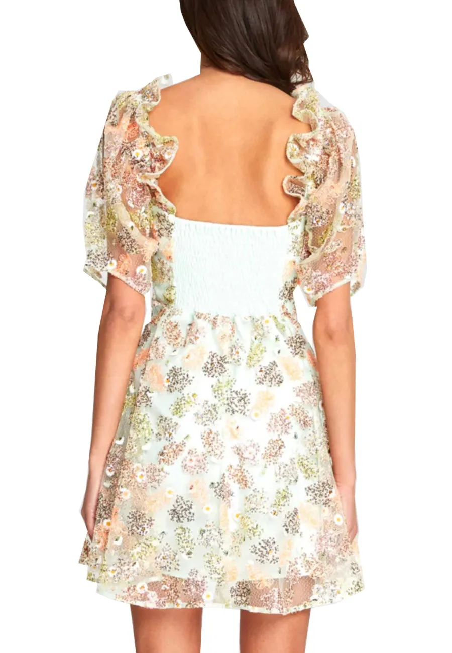 Mint Celestial Cutout Floral Embellished Mini Dress (Pre-Loved)