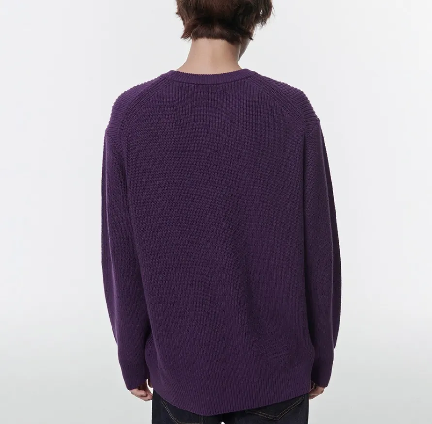 MUSINSA STANDARD  |Crew Neck Street Style Long Sleeves Plain Cotton Sweaters