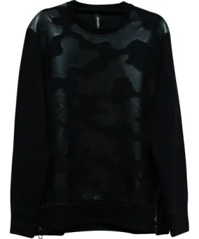 NEIL BARRETT Camouflage Tonal Patch Sweatshirt in Black Lyocell