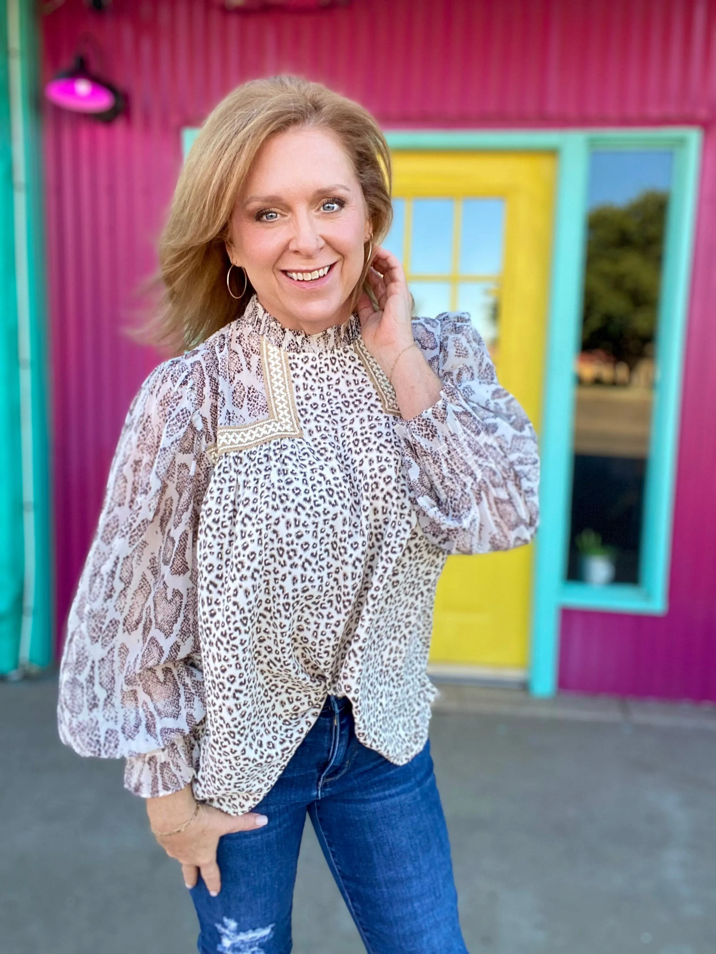 Neutral Multi Print Blouse