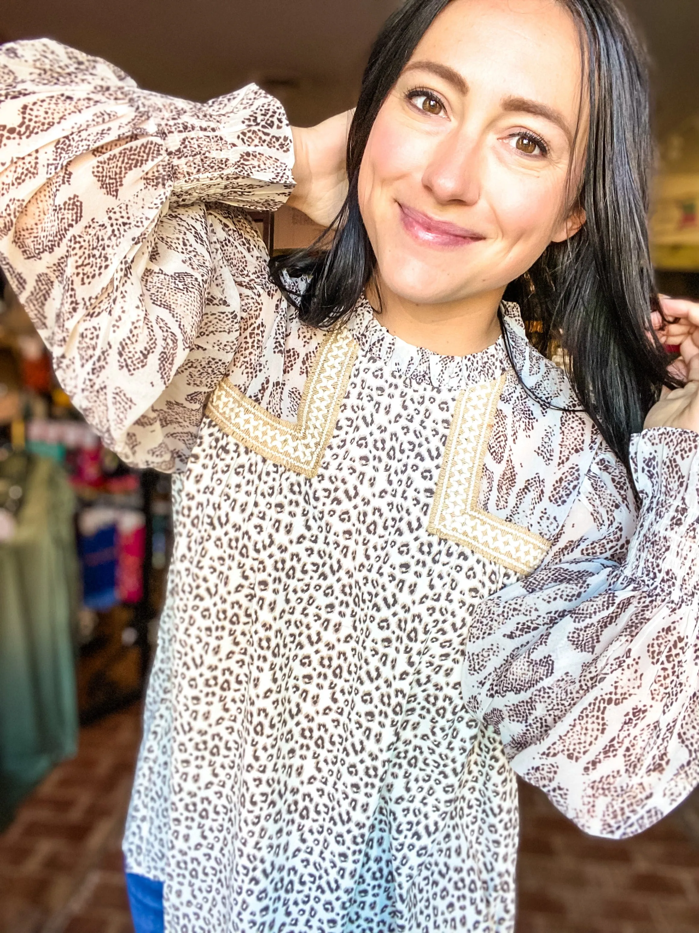 Neutral Multi Print Blouse