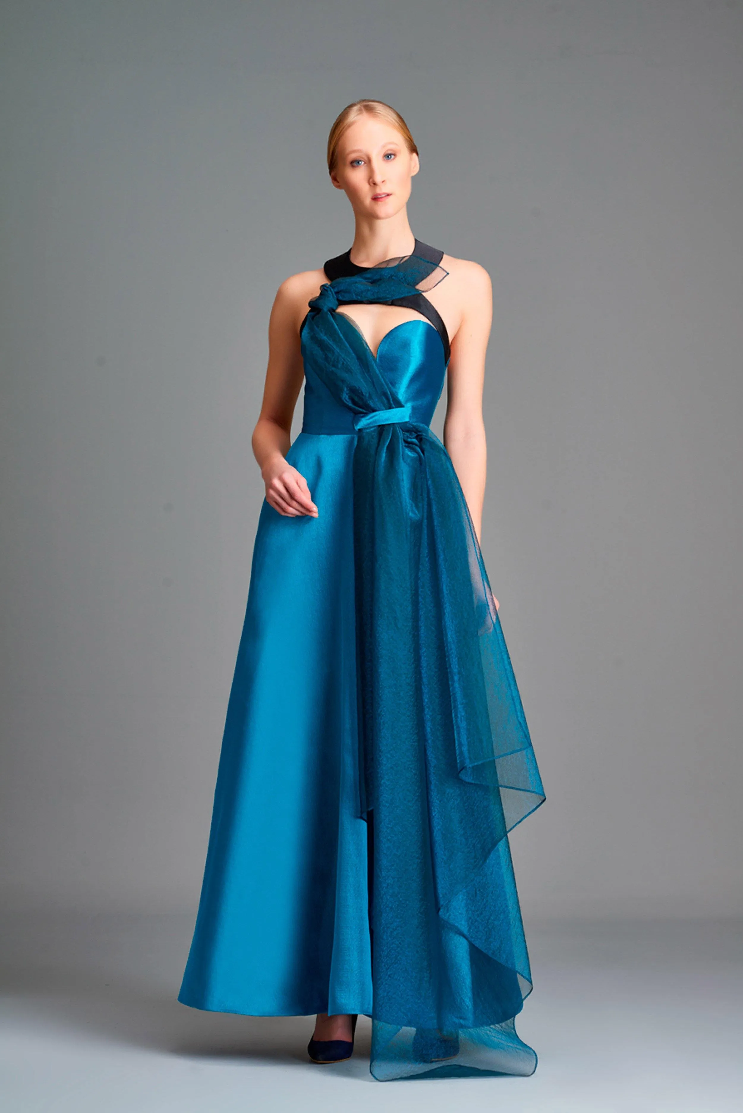 Organza and Double-Side Taffeta Long Dress