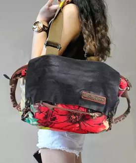 Original High-Capacity Patchwork Cowhide Outdoor Travel Shoulder Bag ZX1057