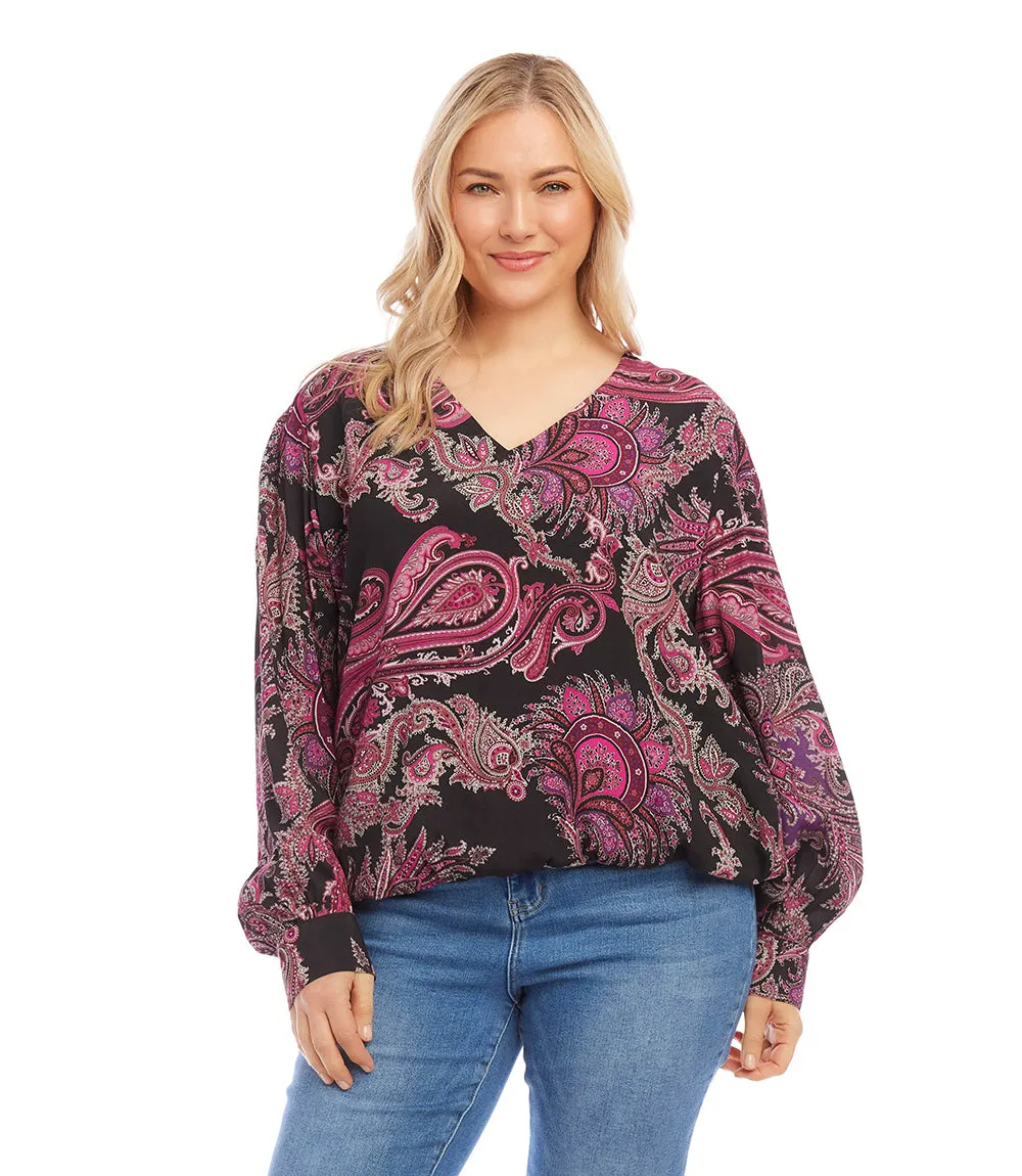 Plus Size V-Neck Blouse