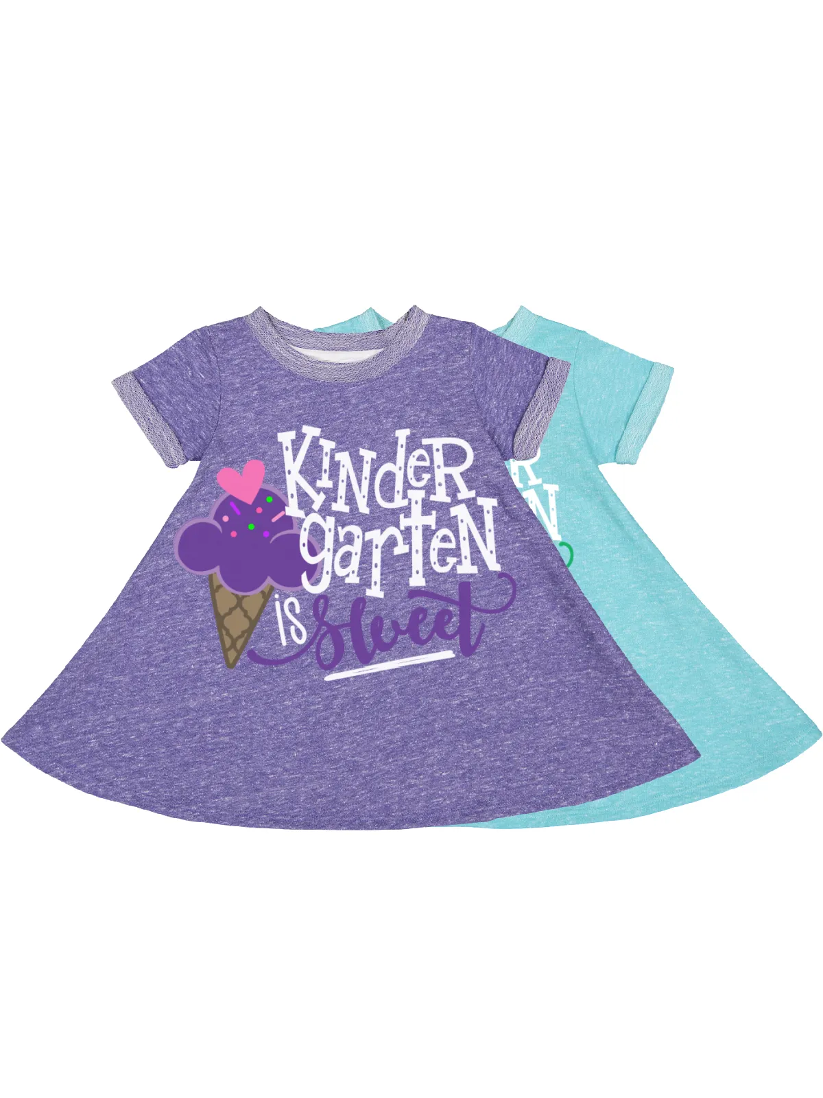 Pre-K is Sweet Girls French Terry Dress - All Grades - Purple & Blue