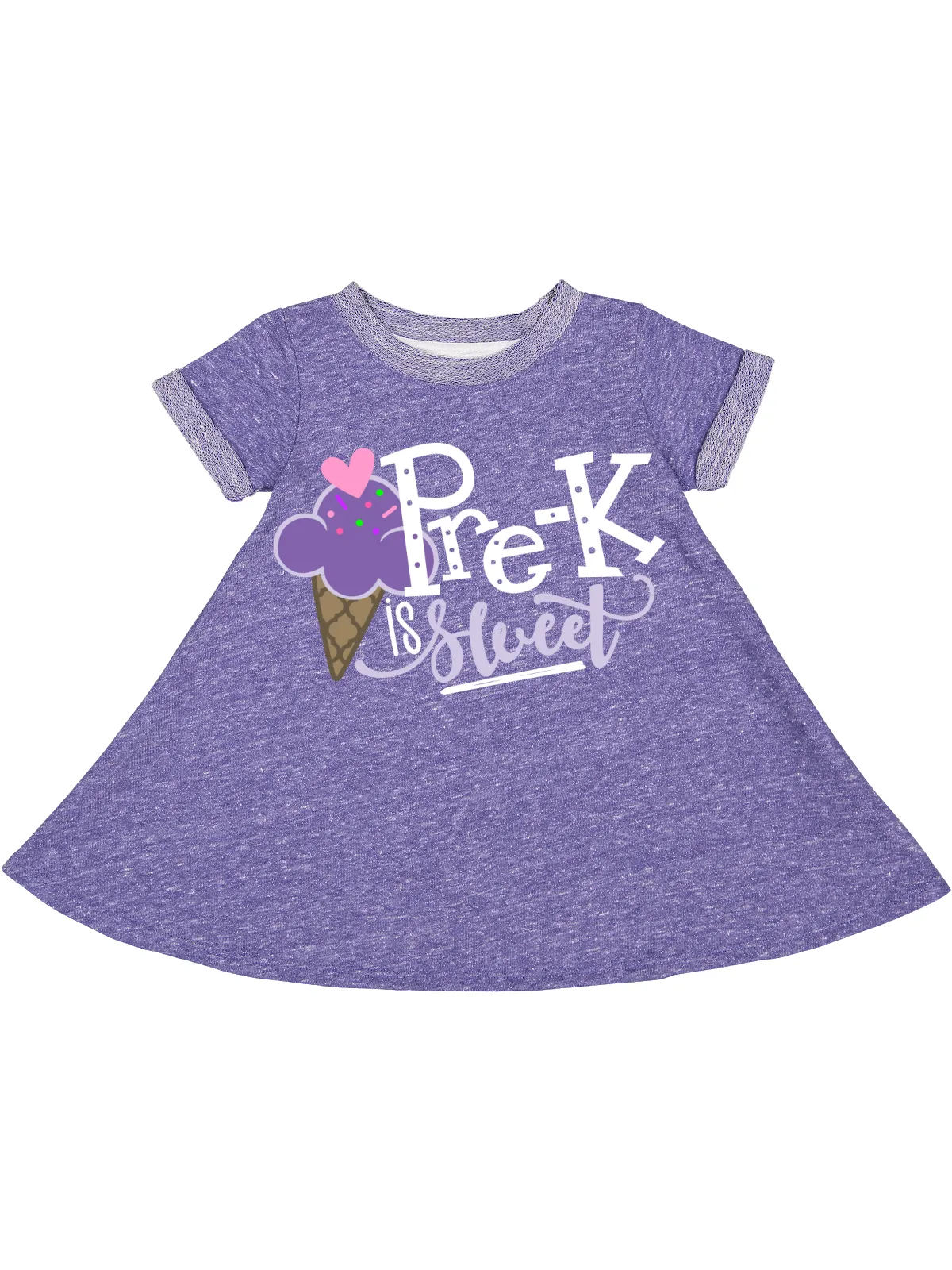 Pre-K is Sweet Girls French Terry Dress - All Grades - Purple & Blue