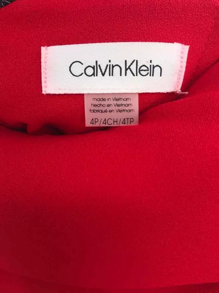 Pre-Owned Calvin Klein Red Size 4P Off Shoulder Short Short Sleeve Dress