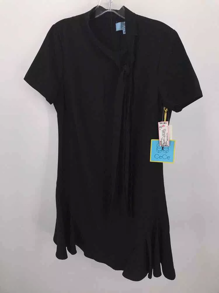 Pre-Owned CeCe Black Size 8 Knee Length Short Sleeve Dress