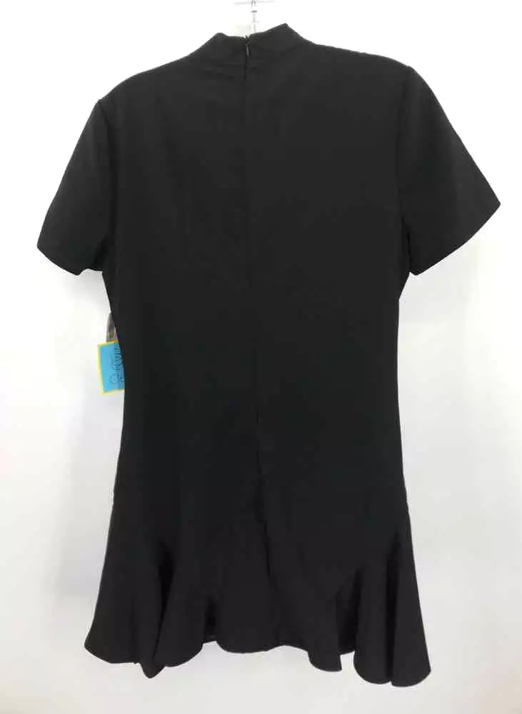 Pre-Owned CeCe Black Size 8 Knee Length Short Sleeve Dress