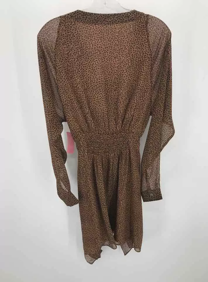 Pre-Owned Fate Brown Size XS Printed Knee Length Long Sleeve Dress